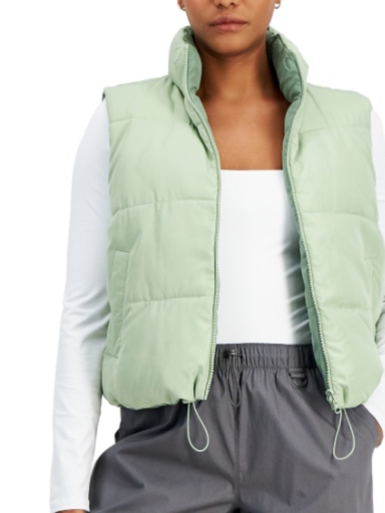 Jackets & Blazers - Madden Girl Juniors' Reversible Zip-Front Puffer Vest - Fresh Sage SIZE XL NWT